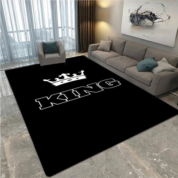 Large Carpet KING Crown Carpets Living Room and Bedroom rative 3D Printed Carpets Kitchen and Bathroom Non Slip Floor Mats Door Mats