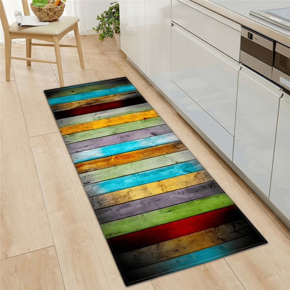 Large Carpet Kitchen Mat Bedroom Living Room Carpet Entrance Doormat Home Hallway Balcony Floor Mat Wood Pattern Bathroom Anti-Slip Long Rug