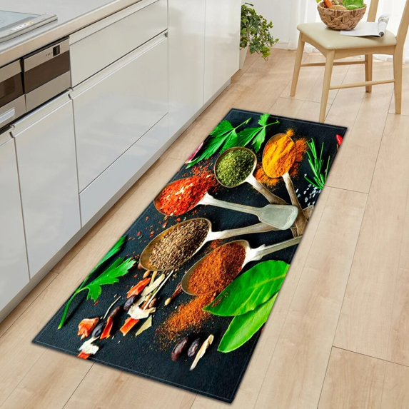 Large Carpet Kitchen seasonings vegetables fruits fruit chili kitchen utensils tableware carpet kitchen restaurant decorative floor mat