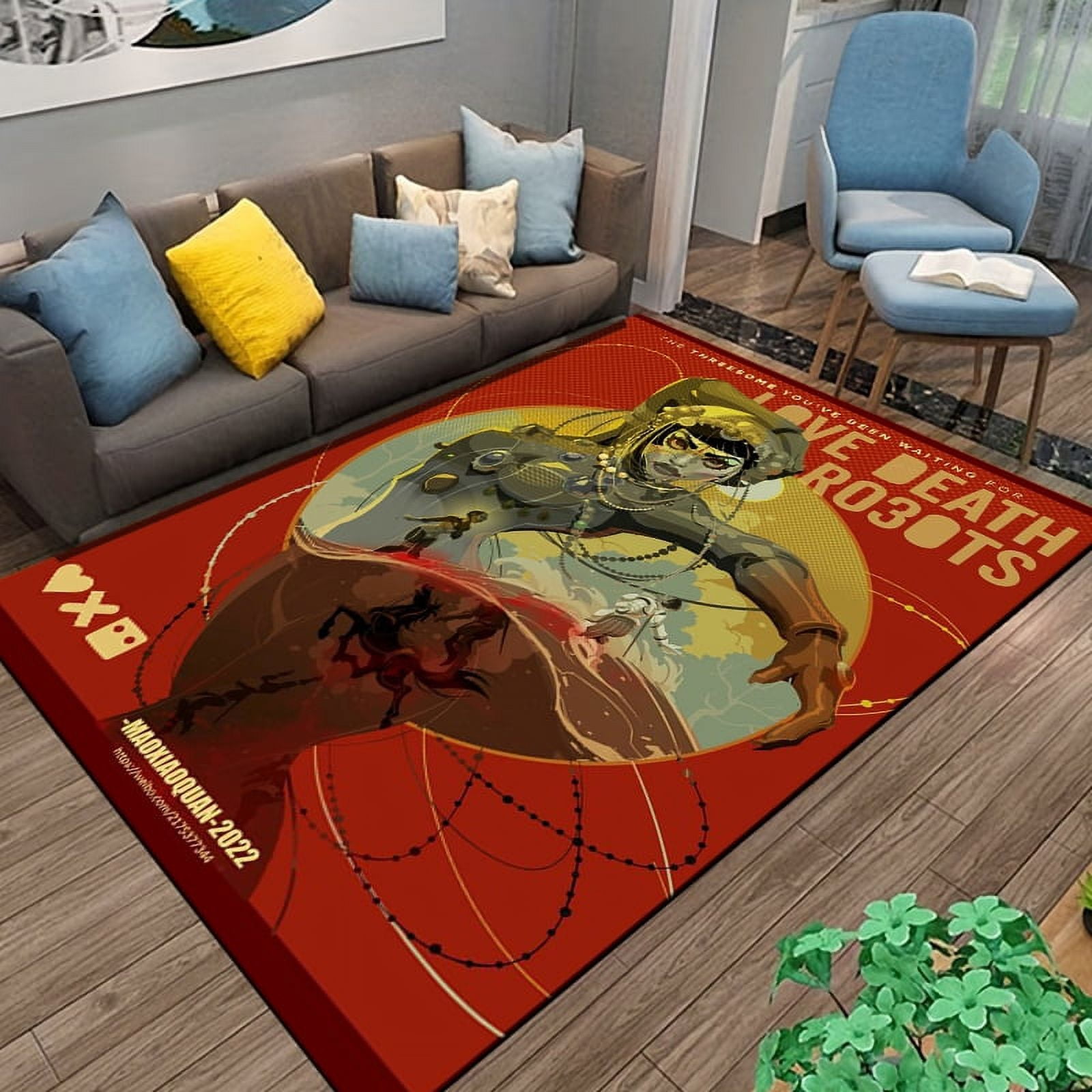 Large Carpet Love-Death-Robots Rugs for Bedroom Fluffy Square Floor ...