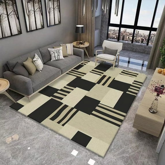 Large Carpet Luxury Nordic Carpet for Living Room Brown ration Home Plaid Bedroom Large Area Rug Room Washable Mat