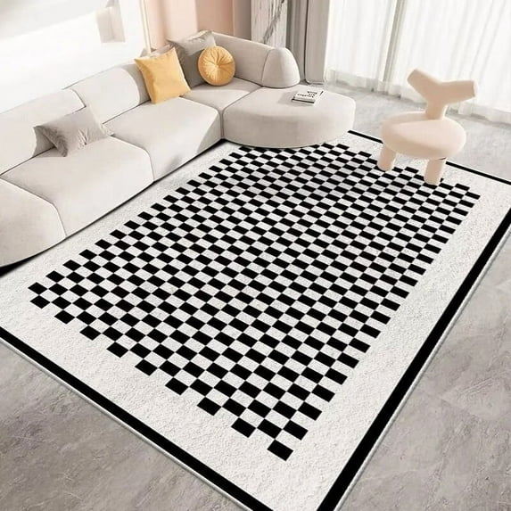 Large Carpet Modern Carpets for Living Room Black and White Checkerboard Carpet Lounge Sofa Area Rug Soft Anti-slip Bedroom r Floor Mat