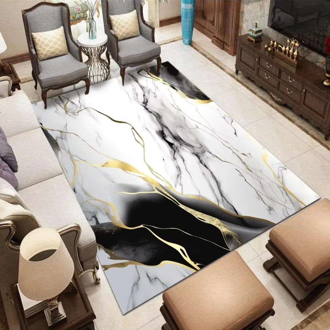 Large Carpet Modern Gold Stripe Living Room Carpet 160x230 Large Area