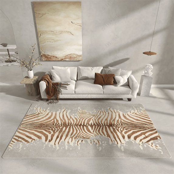Large Carpet Modern Imitation Cowhide Living Room ration Carpet Home Zebra Pattern Study Cloakroom Carpets Bedroom Bedside Non-slip Rug