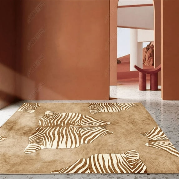 Large Carpet Modern Imitation Cowhide Living Room ration Carpet Home Zebra Pattern Study Cloakroom Carpets Bedroom Bedside Non-slip Rug