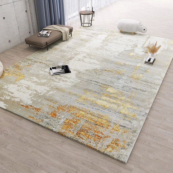 Large Carpet Modern Light Luxury Big Carpet for Living Room Black and White Gold Abstract Large Area Rugs for Bedroom Fluffy Mat 300x400cm