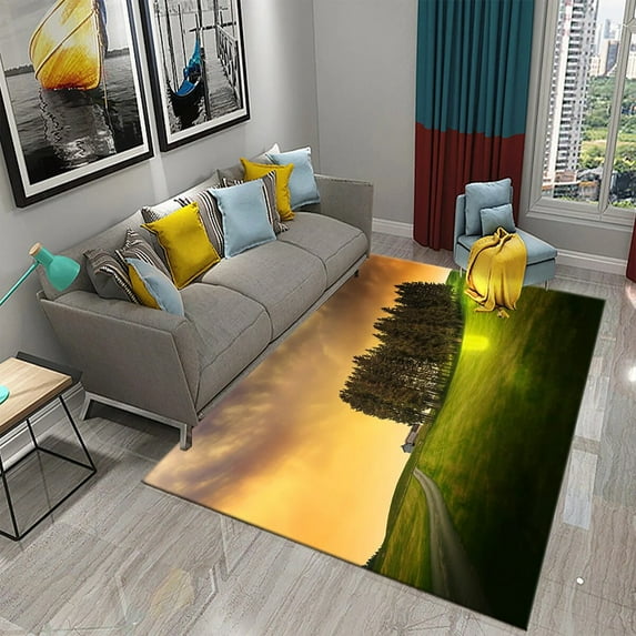 Large Carpet Natural Scenery Carpet Waterfall Rug Forest Mountain Landscape Floor Mat Doormat Living Room Bedroom Room r Rugs