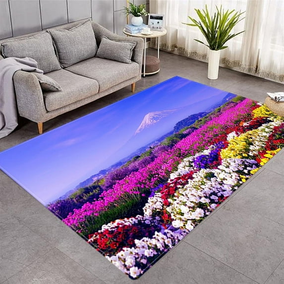 Large Carpet Natural landscape Flower Sea Ocean Town ration Demon Bileroom Living Room Study Kitchen Restaurant Anti -Slip Cushion