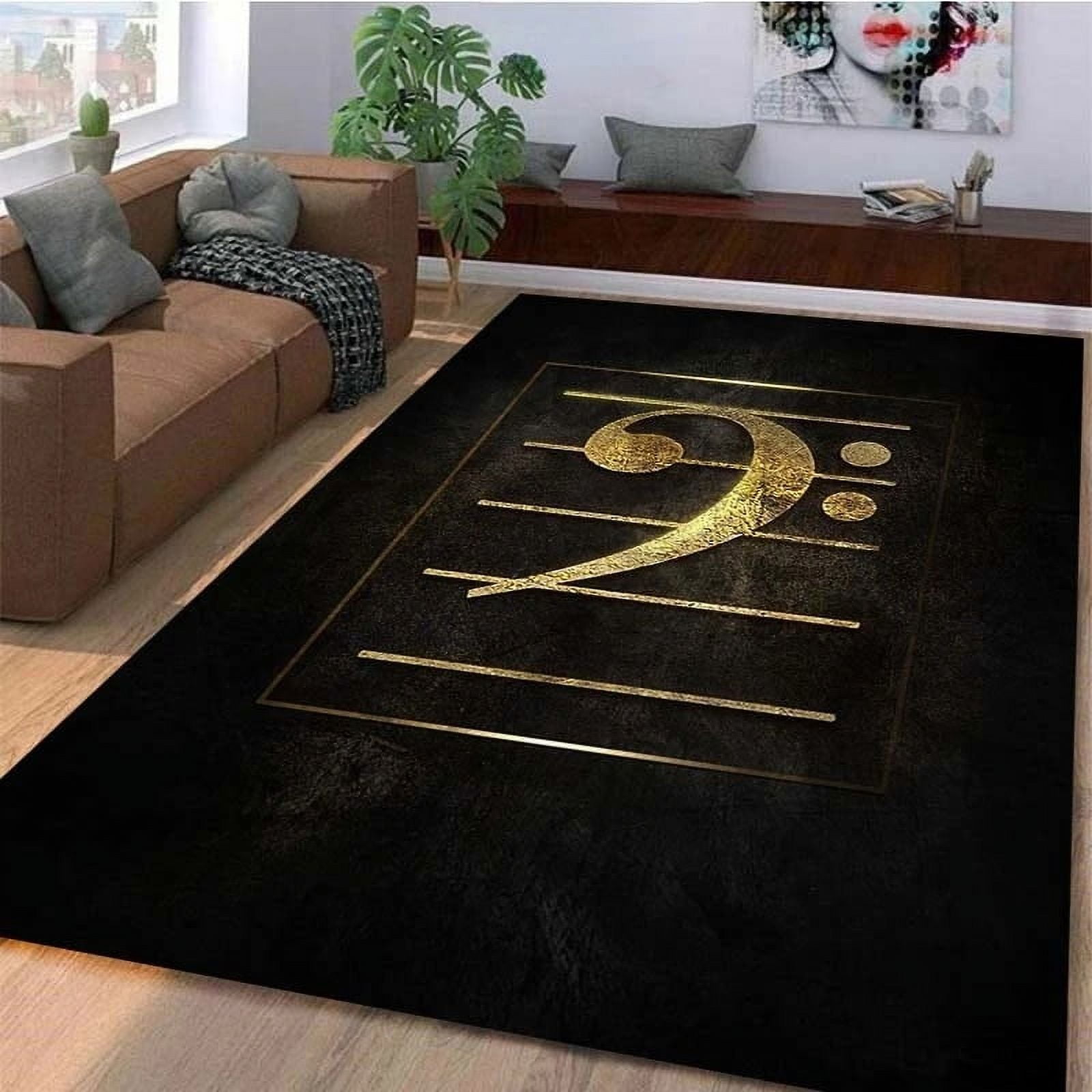 Large Carpet Notes Musical Instrument Print Rug Living Room Bedroom ...