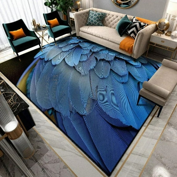 Large Carpet Peacock Feather Print Beautiful Carpet for Bedroom Dining Room Mat Living Room Carpets Area Rug Anti-slip Kitchen Mats for Floor