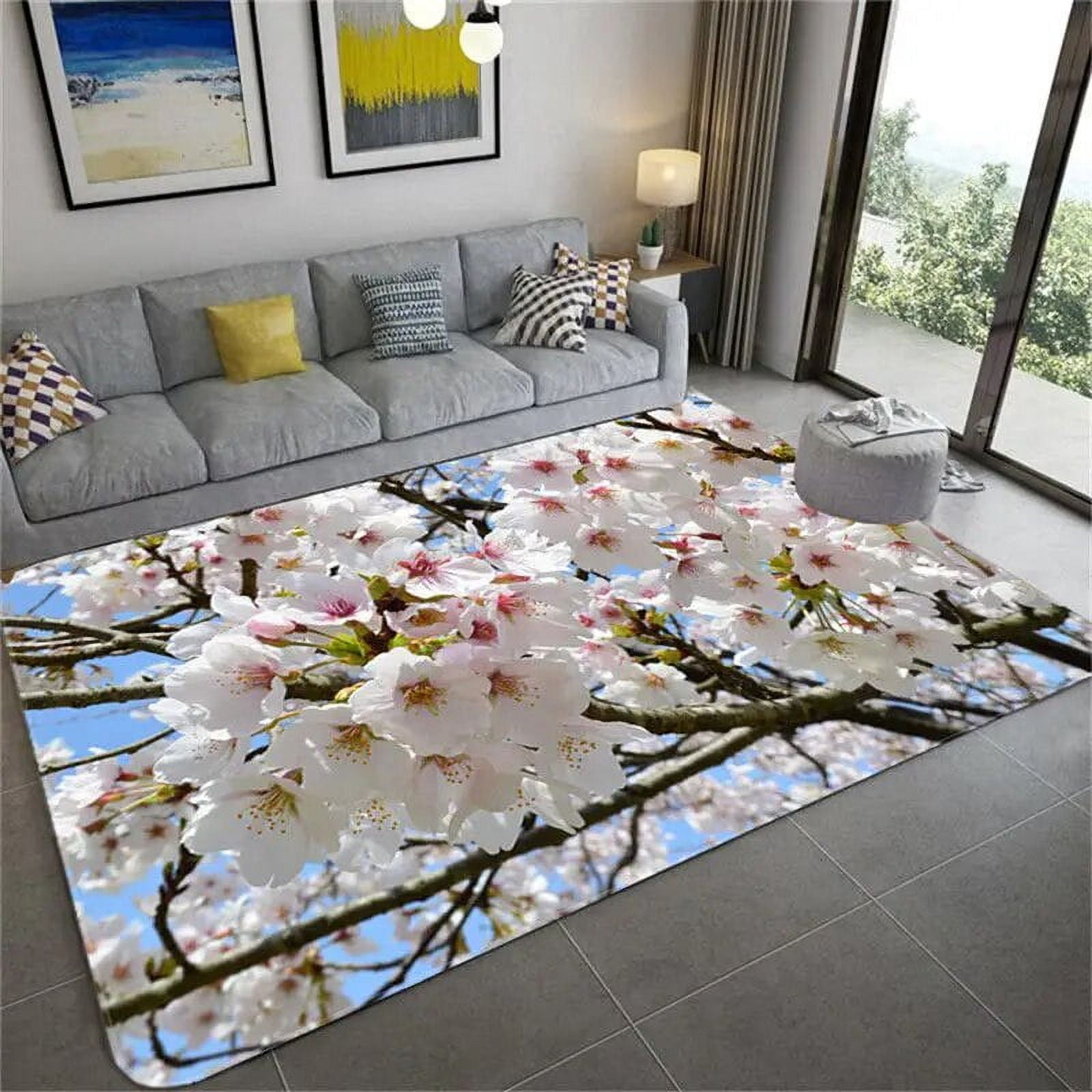 Large Carpet Pink Cherry Blossoms Print Carpet Living Room Carpet
