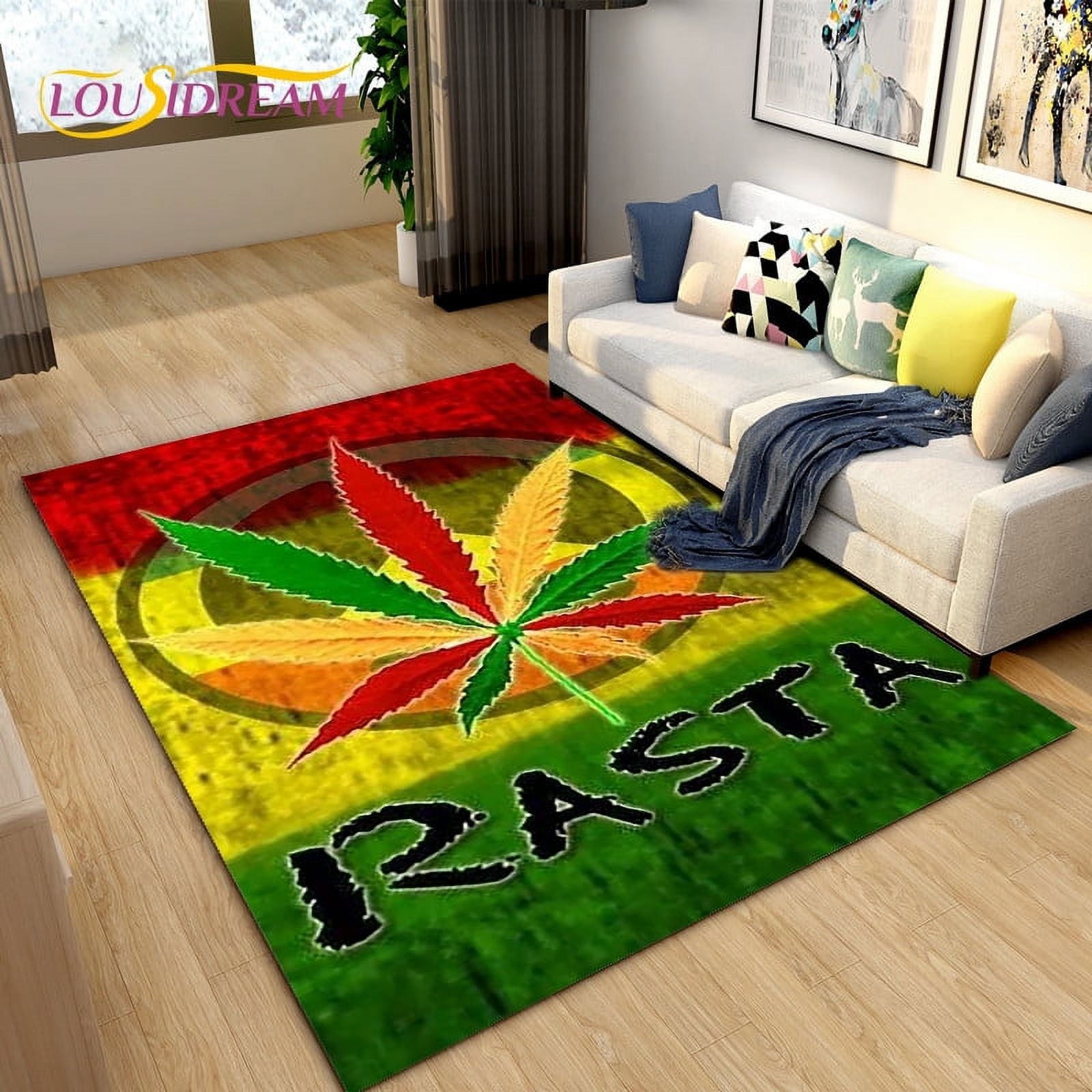 Large Carpet Reggae Music Jamaican Style Maple Leaf Area Rug Carpet Rug ...