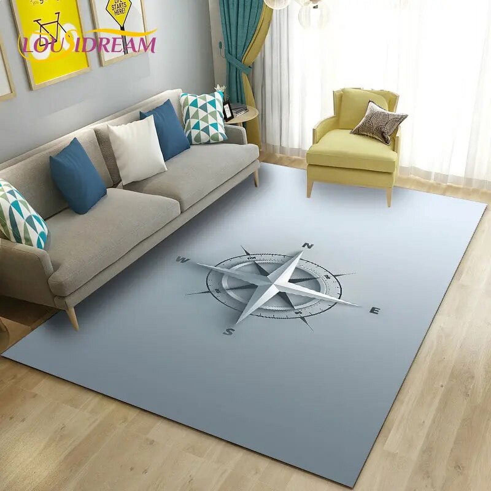 Large Carpet Retro Compass Vintage World Map Area Rug Carpet Rug for ...