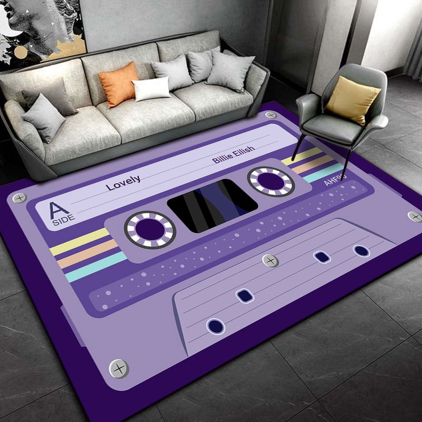 Large Carpet Retro Music Cassette Tape Pattern Area Rug Rug for Living ...
