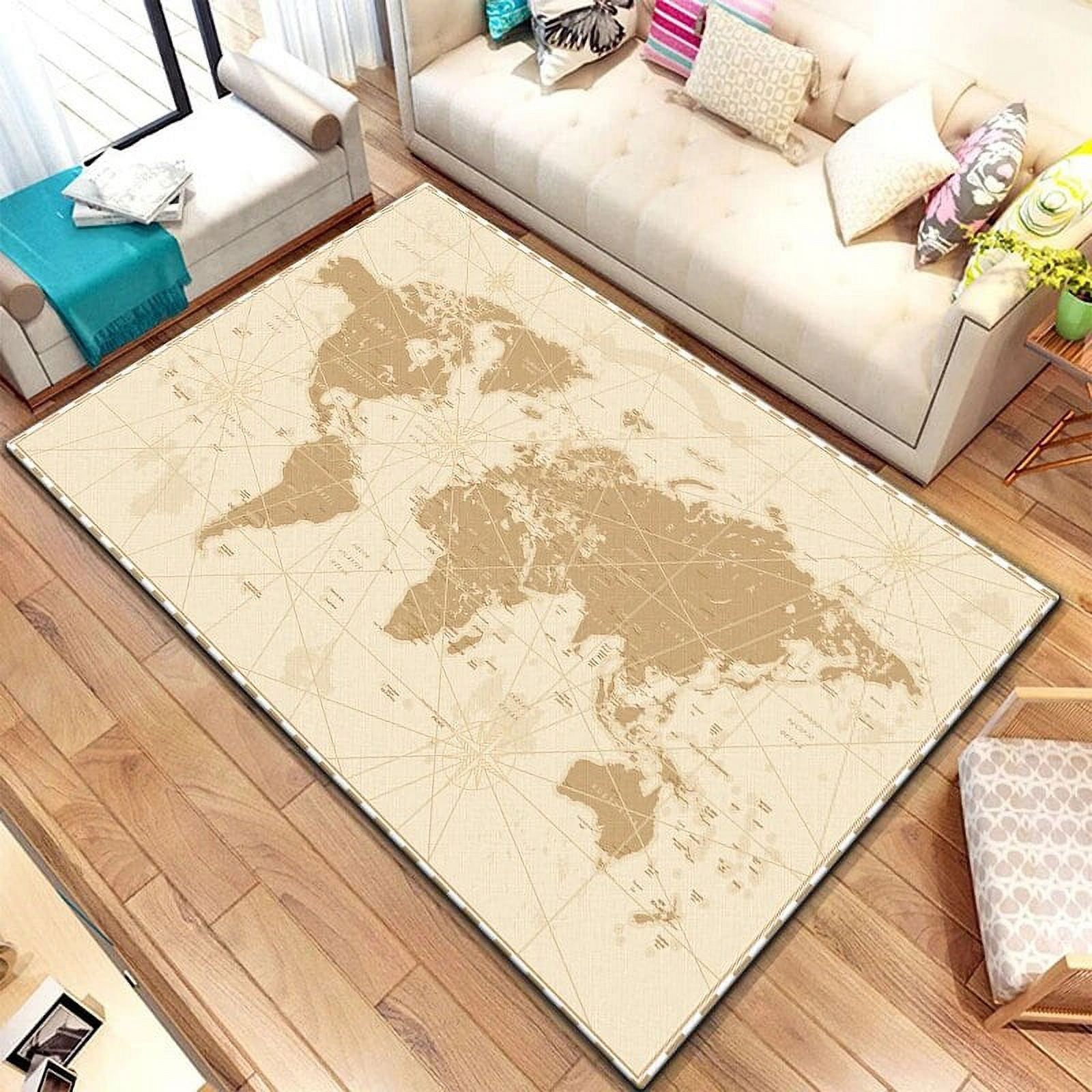 Large Carpet Retro Navigation Map Pattern rative Square Rug Modern ...