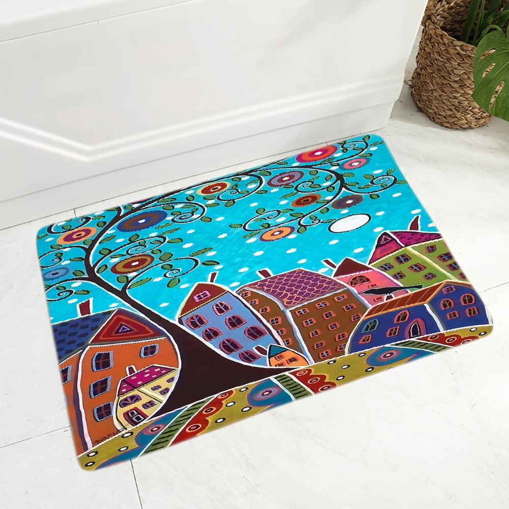 Large Carpet Retro Rural Color City Print Doormat Carpet for Kitchen