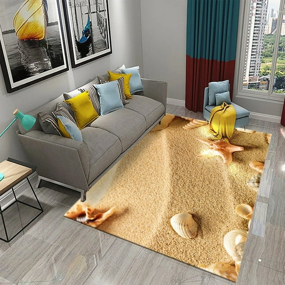 Large Carpet Seaside Sand Carpet Shell Star Beach Mat for Bathroom Toilet Entrance Non-slip Area Mats Living Room Bedroom r Rugs