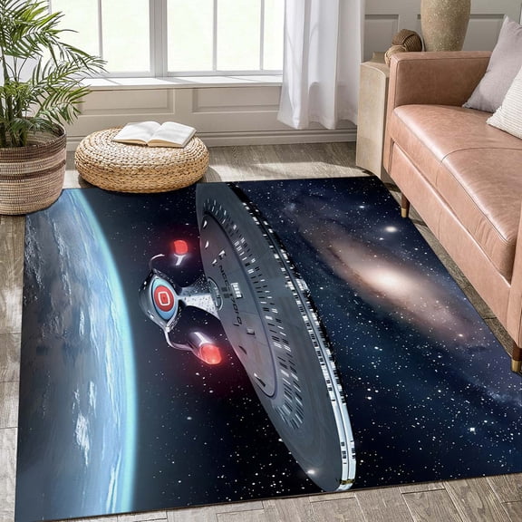 Large Carpet Space Ship Carpet for Living Room Vintage Galactic Space Star Ship Area Rug Soldier Large Non Slip Door Mat Bath Mats Home r