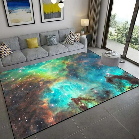 Large Carpet Space planet cars on the living room carpet illusion decorative milk bedroom