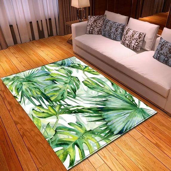 Large Carpet Tropical Plant Carpet for Living Room Flowers Leaves Pattern Bedroom Entrance Doormat Soft Anti-slip Large Area Rug Home r