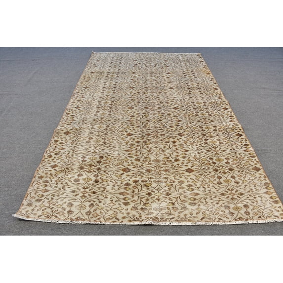 Large Carpet, Turkish Rug, Vintage Rug, Oushak Carpet, 67x110 inches Beige Rug, Turkey Salon Rug, Anatolian Bedroom Carpet, 12153
