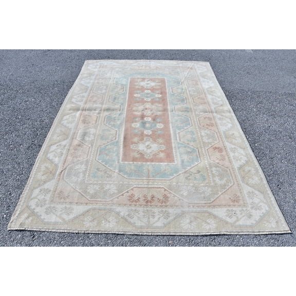 Large Carpet, Vintage Rug, Turkish Rug, Antique Rug, 75x107 Inches Blue Carpet, Wool Salon Carpet, Handmade Bedroom Carpet, 8893