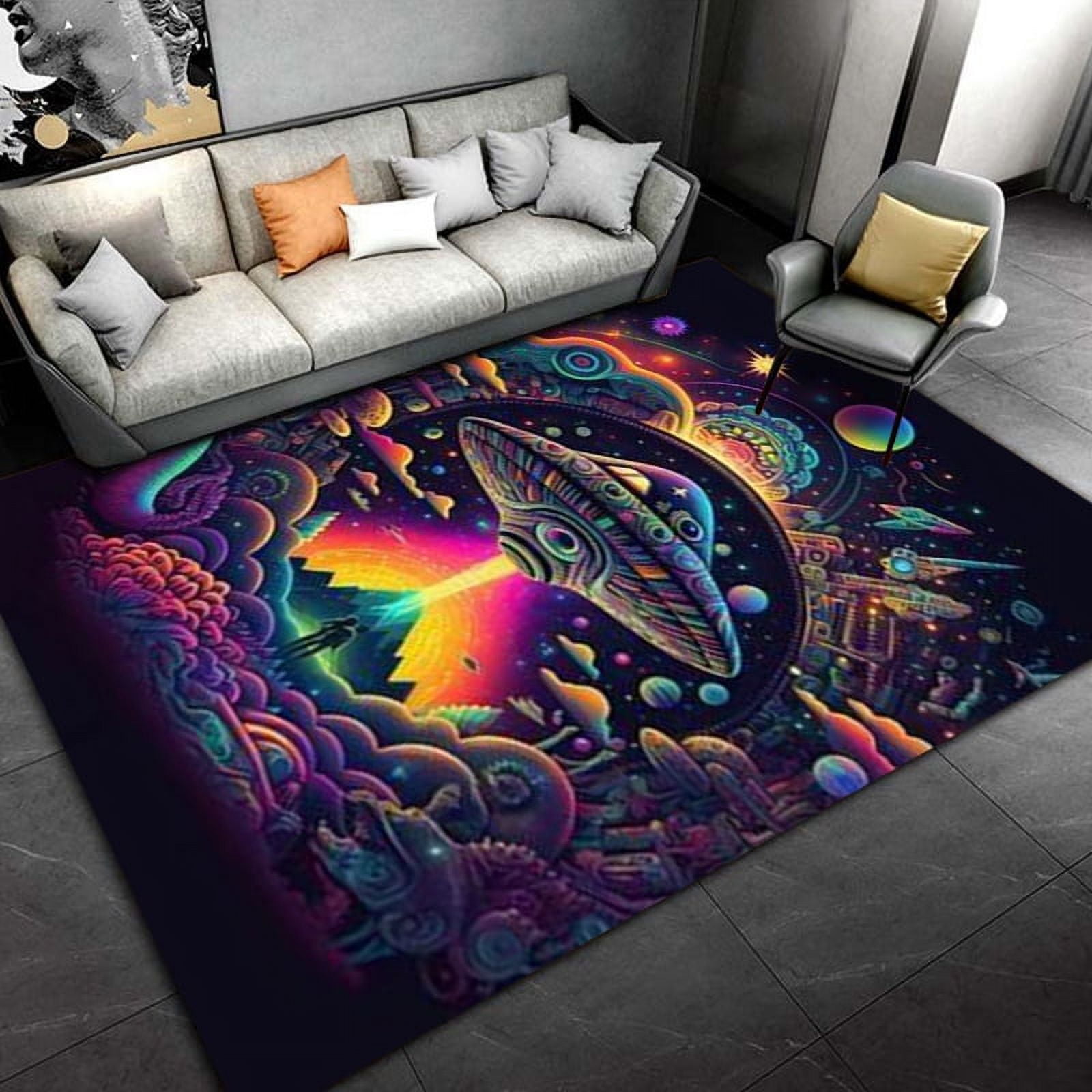 Large Carpet ufo Pattern Rug Carpet for Living Room Bathroom Mat