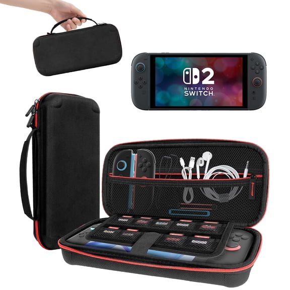 Large Carrying Case for Nintendo Switch 2 (2025) 7.9Inch, Protective Hard Shell Travel Portable Carry Game Bag/Pouch for Switch 2 Accessories and Games - Black
