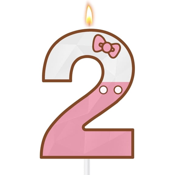 Large  Cartoon  Number 2 Birthday Candles for Girls, 5 & 2.76 Inches Cute  Cake Toppers, Animated Theme Birthday Decorations for Anniversary Celebrations (Number 2)