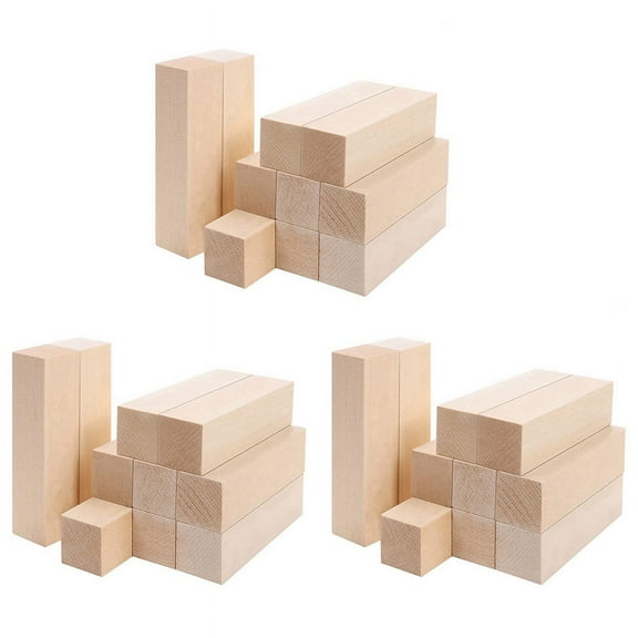 Large Carving Wood Blocks (30 Pack) 4 X 1 X 1 Inches Unfinished Basswood Project Craft Kit DIY Hobby Set for Beginners