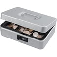 thumbnail image 1 of Large Cash Box with Combination Lock,Safe Metal Box for Money, Storage Lock Box with Money Tray,9.84"x 7"x 3.54" Lightgrey Large, 1 of 7