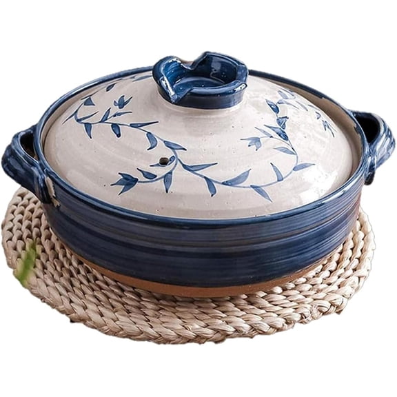 Large Casserole Clay Pot, Ceramic Casserole Dish Earthen Pot with Lid for Cooking, Stockpot for Stew Soup Steam Bake and Serve, Oven Safe-Heat Resistant,0.8L