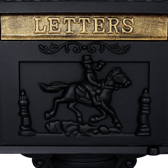 Large Cast Aluminum Mailbox with Lock and Keys, Black Postal Box for Garden, Retro Decorative Mailbox 16.5x11.5x16.5 Inches