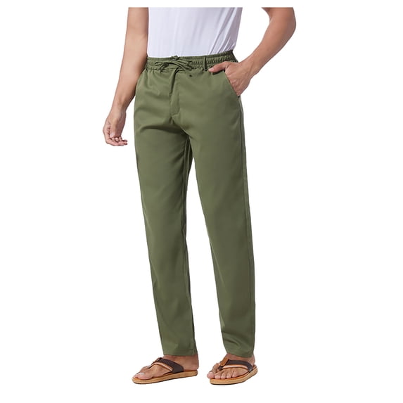 Large Casual Pants For Men Trendy Business Casual Pants For Spring Comfortable Straight Leg Solid Color Trousers Army Green XL
