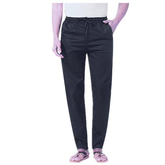 Large Casual Pants For Men Trendy Business Casual Pants For Spring Comfortable Straight Leg Solid Color Trousers Navy M