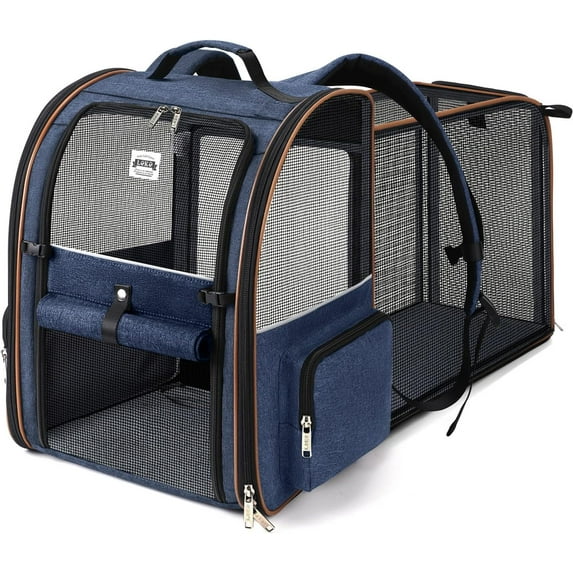 Large Cat Backpack Carrier Expandable Pet Carrier Backpack for Small Dogs Medium Cats Fit Up to 18 Lbs, Dog Backpack Carrier, Foldable Puppy Backpack Carrier for Travel, Hiking,Grey