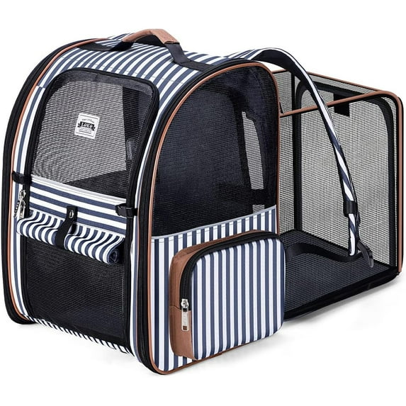 Large Cat Backpack Carrier Expandable Pet Carrier Backpack for Small Dogs Medium Cats Fit Up to 18 Lbs, Dog Backpack Carrier, Foldable Puppy Backpack Carrier for Travel, Hiking,Grey