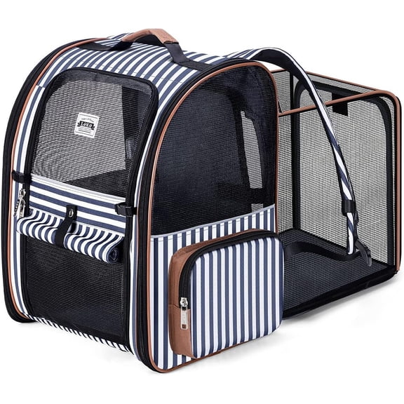 Large Cat Backpack Carrier Expandable Pet Carrier Backpack for Small Dogs Medium Cats Fit Up to 18 Lbs, Dog Backpack Carrier, Foldable Puppy Backpack Carrier for Travel, Hiking,Grey
