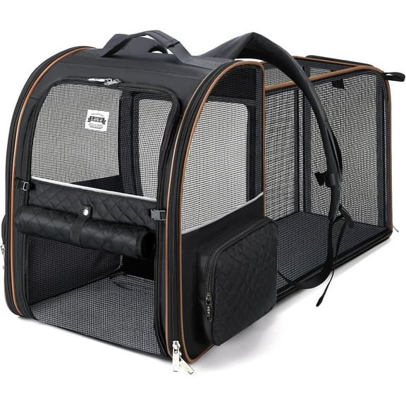 Large Cat Backpack Carrier Expandable Pet Carrier Backpack for Small Dogs Medium Cats Fit Up to 18 Lbs, Dog Backpack Carrier, Foldable Puppy Backpack Carrier for Travel, Hiking,Grey