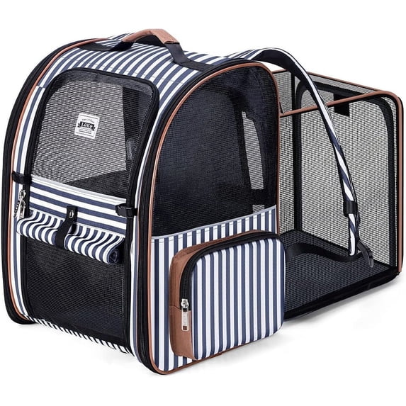 Lekebobor Large Cat Backpack Carrier Expandable Pet Carrier Backpack for Small Dogs Medium Cats Fit Up to 18 Lbs, Dog Backpack Carrier, Foldable Puppy Backpack Carrier for Travel, Hiking,Grey