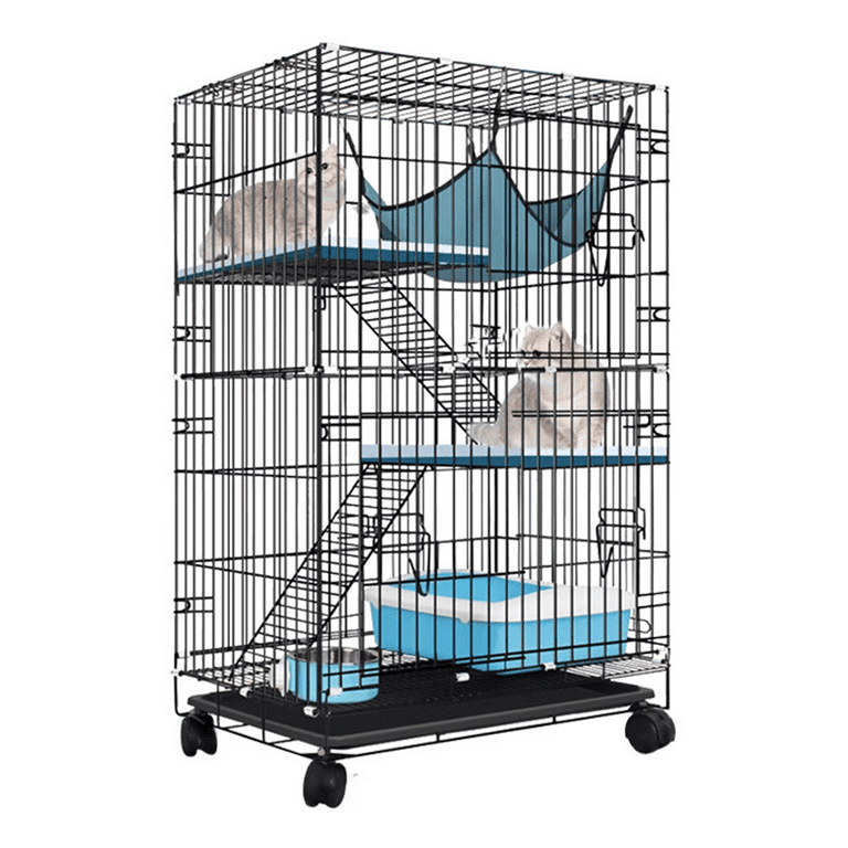 3 Tier Large Cat Cage with Extra Hammock 3 Doors Suitable for 1 2 Cats Ferret Chinchilla Rabbit Small Animals Walmart