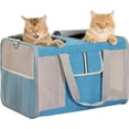thumbnail image 1 of Large Cat Carrier for 2 Cats, 21.7x 13.8x 13.8in Pet Carrier for Cat and Dog Up to 38lbs, All-Sided Mesh Cat Carrier with Great Ventilation, Portable Soft Sided Pet Carrier for Traveling(Blue), 1 of 12