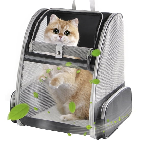 Large Cat Carrier Backpack, Pet Backpack Carrier for Small Dog Up to 16 Pounds, Breathable Vented Design Backpack for Travelling and Hiking Outdoor, Airline Approved