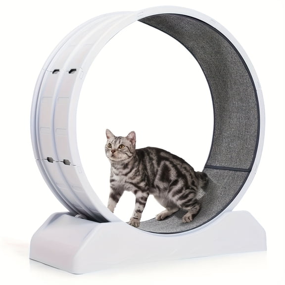 [Large Cat Exercise Wheel] 33" Large Carpeted Cat Exercise Wheel - Durable Plastic Indoor Treadmill for Cats