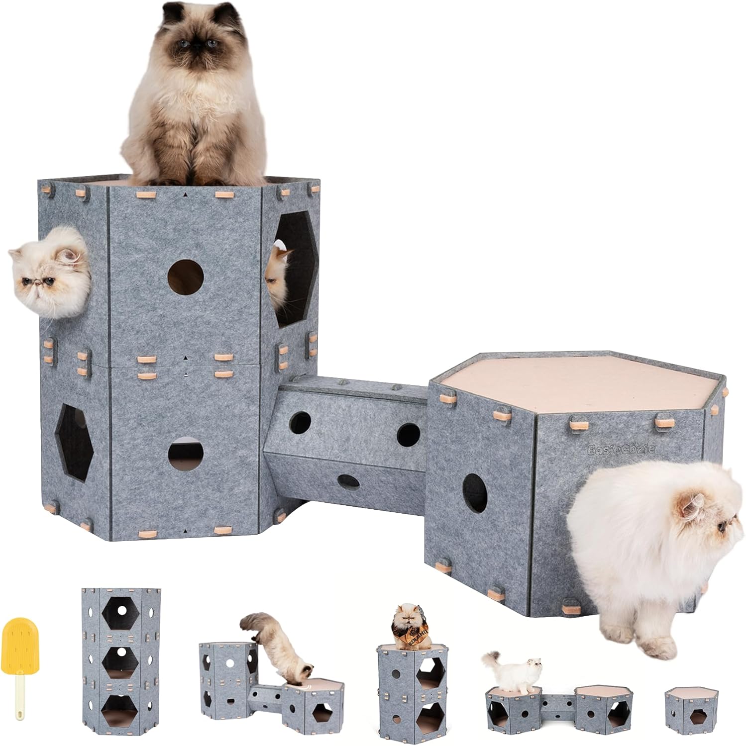 Large Cat House for Indoor Cats&Small Dogs, w/Hair Brush, DIY ...