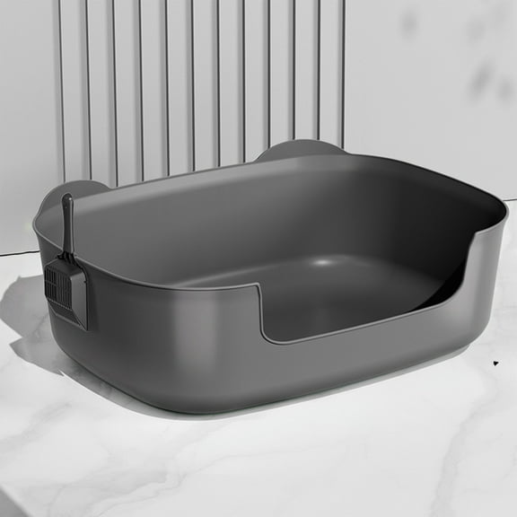 Large Cat Litter Box, Cebalnir Open Kitty Litter Boxes Anti-Splashing for Indoor Cat Low Entry Cat Litter Pan for Multi-Cat Households, Tool-Free Assembly (15.7” * 11.4” * 5.7”)