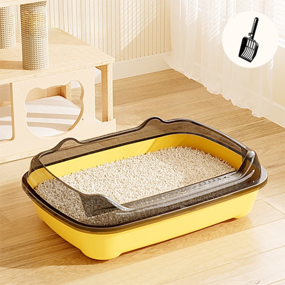 Large Cat Litter Box, Extra Large Litter Box with High Sides, Spill Proof Cat Litter Pan with Litter Scoop for Indoor Cats