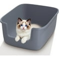 thumbnail image 1 of Large Cat Litter Box High Sided and Side Entry Cat Litter Pan 50 x 40 x 22 CM, Anti-Splashing Deep Tall Cat Boxes for Indoor Cats Basics Kitty Litter Box (Grey), 1 of 8