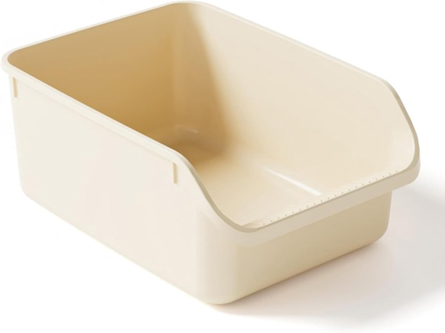 Large Cat Litter Box with High Sides,Cat Boxes for Indoor Cats,Cat Litter Pan for Kitty,Litter Box with Low Entry,Easy to Clean,Anti-Splashing(Cream White)