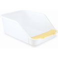 thumbnail image 1 of Large Cat Litter Box with High Sides,Cat Boxes for Indoor Cats,Cat Litter Pan for Kitty,Litter Box with Low Entry,Easy to Clean,Anti-Splashing(White-Yellow), 1 of 10